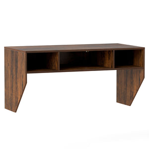 Wall-Mounted Computer Desk Floating Laptop Desk with 3 Storage Compartments-Rustic Brown