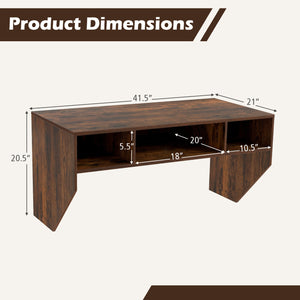 Wall-Mounted Computer Desk Floating Laptop Desk with 3 Storage Compartments-Rustic Brown