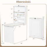 Wall Mounted Fold-Out Convertible Floating Desk Space Saver-White
