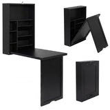Wall Mounted Fold-Out Convertible Floating Desk Space Saver-Black