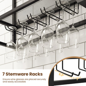 Wall Mounted Wine Rack 47" Large Floating Bar Shelves-Black