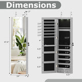 Wall and Door Mounted Mirrored Jewelry Cabinet with Lights-Gray