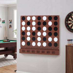 Wall-mounted Jumbo 4-in-a-Row Game with Acrylic Discs-Walnut