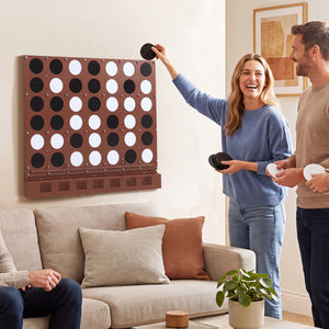 Wall-mounted Jumbo 4-in-a-Row Game with Acrylic Discs-Walnut