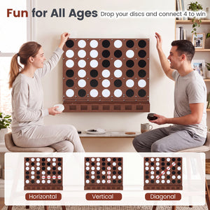 Wall-mounted Jumbo 4-in-a-Row Game with Acrylic Discs-Walnut