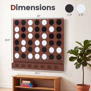 Wall-mounted Jumbo 4-in-a-Row Game with Acrylic Discs-Walnut
