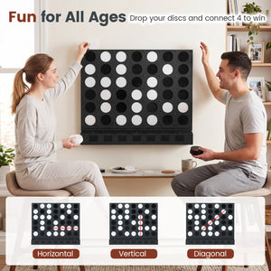 Wall-mounted Jumbo 4-in-a-Row Game with Acrylic Discs-Black