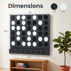 Wall-mounted Jumbo 4-in-a-Row Game with Acrylic Discs-Black