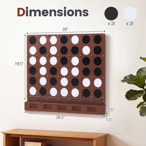 Wall-mounted Metal Connect-4 Game with Acrylic Discs-Walnut