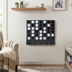Wall-mounted Metal Connect-4 Game with Acrylic Discs-Black