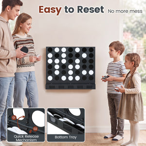 Wall-mounted Metal Connect-4 Game with Acrylic Discs-Black