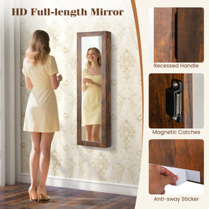 7-Drawer Chest Wooden Storage Dresser with Lockable Wheels-Walnut