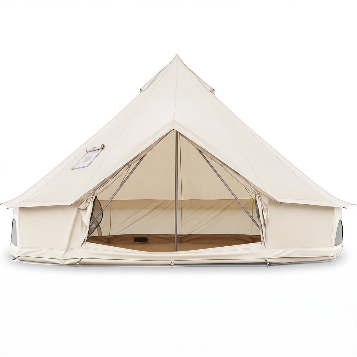 Waterproof Bell Tent with Stove Jack Accommodates and Mesh Windows Doors-M