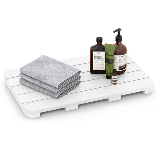 Waterproof HIPS Spa Shower Mat for Bathroom with Non Slip Foot Pads-White