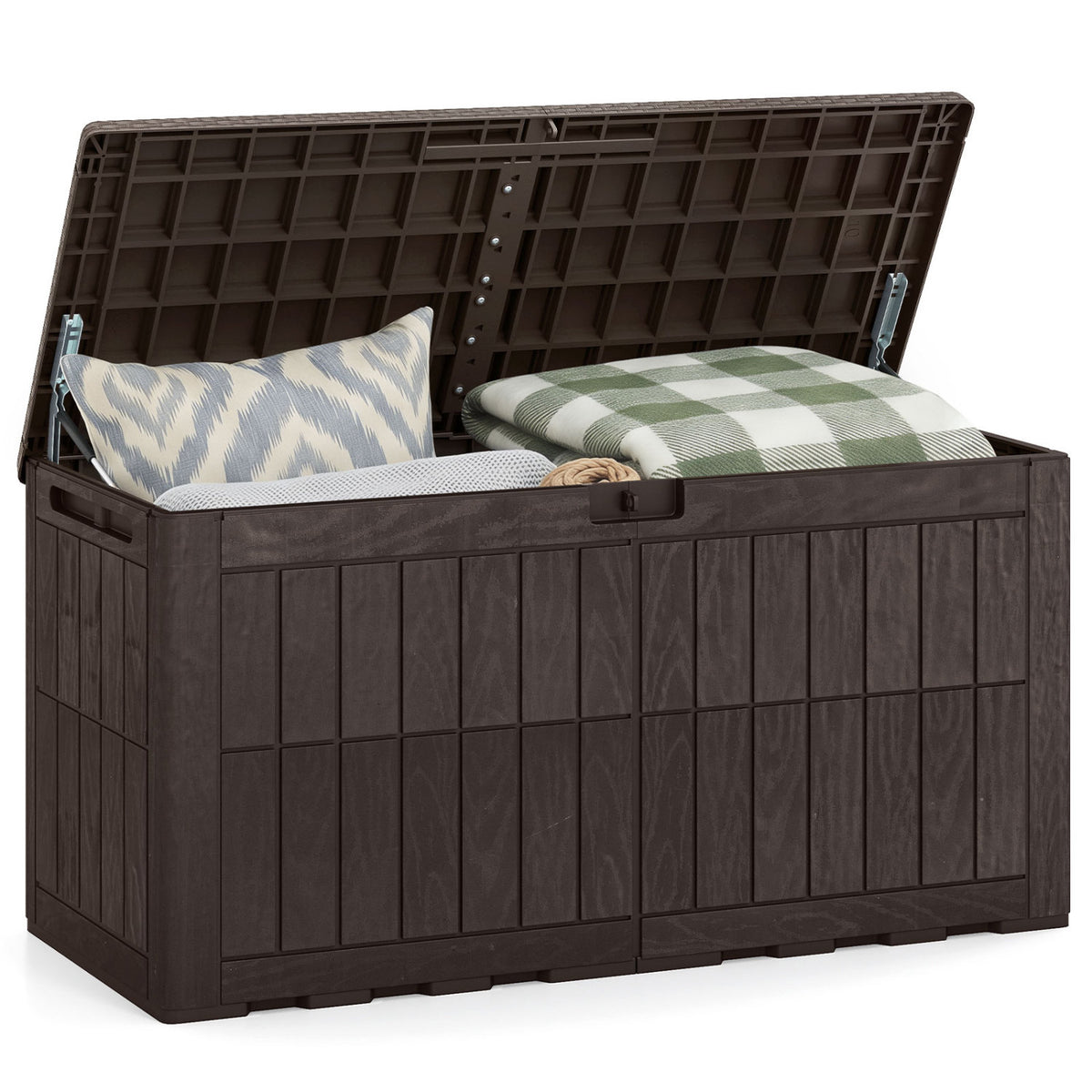 Waterproof Lockable Outdoor Deck Box for Tools Cushions Pool-Dark Brown
