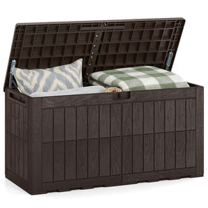 Waterproof Lockable Outdoor Deck Box for Tools Cushions Pool-Dark Brown