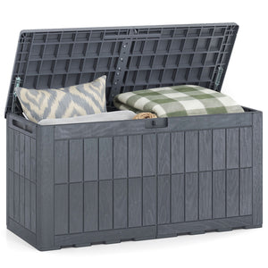 Waterproof Lockable Outdoor Deck Box for Tools Cushions Pool-Gray