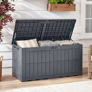 Waterproof Lockable Outdoor Deck Box for Tools Cushions Pool-Gray