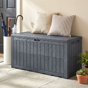 Waterproof Lockable Outdoor Deck Box for Tools Cushions Pool-Gray