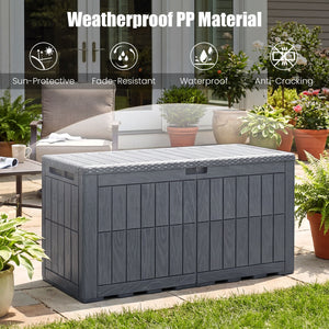 Waterproof Lockable Outdoor Deck Box for Tools Cushions Pool-Gray