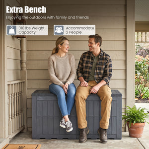 Waterproof Lockable Outdoor Deck Box for Tools Cushions Pool-Gray