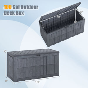 Waterproof Lockable Outdoor Deck Box for Tools Cushions Pool-Gray