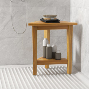 18 Inches Waterproof Shower Stool with Storage Shelf