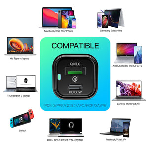 REXING JETSPEED Black 78W PowerDelivery+ USB-C/USB Car Charger with Cables