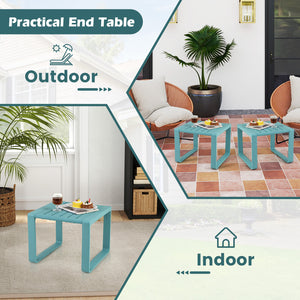 Weather Resistant Adirondack Outdoor Side Table Set of 2-Blue