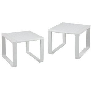 Weather Resistant Adirondack Outdoor Side Table Set of 2-White