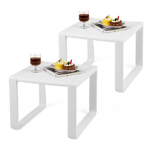 Weather Resistant Adirondack Outdoor Side Table Set of 2-White