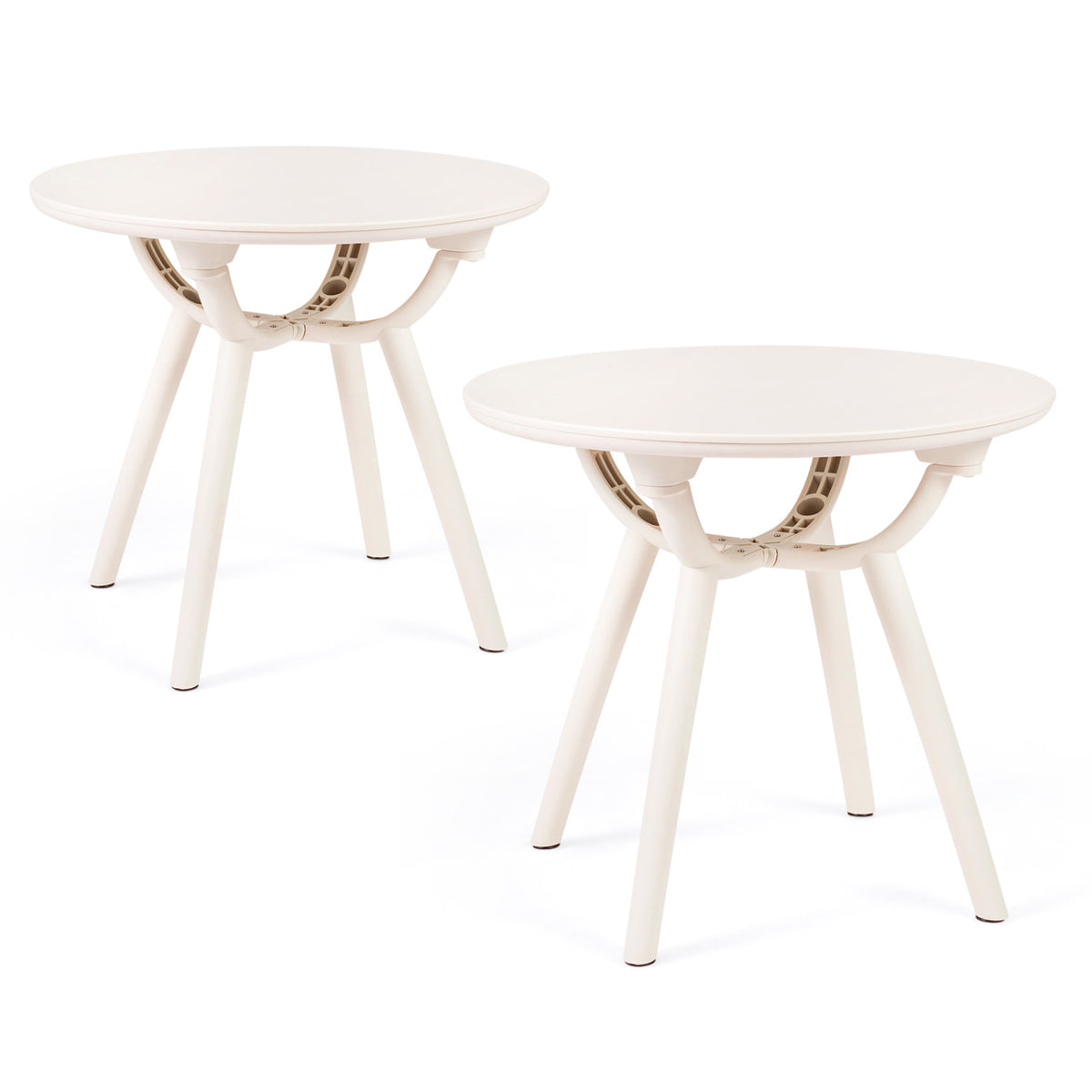 Weather-Resistant Circular Small End Table for Poolside and Balcony-set of 2
