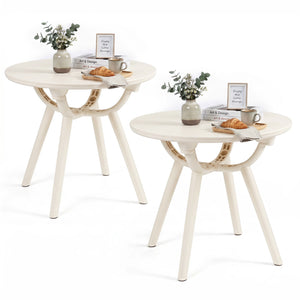 Weather-Resistant Circular Small End Table for Poolside and Balcony-set of 2