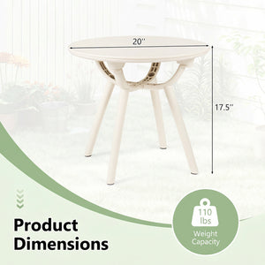 Weather-Resistant Circular Small End Table for Poolside and Balcony-set of 2
