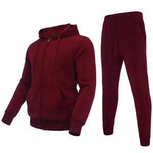 Zusmen Tracksuit Mens Casual Long Sleeve Full-Zip Running Sweatsuit Sets Track Jackets and Pants 2 Piece Outfit Warm Jogging Sweat Suits for Men Burgundy 5XL
