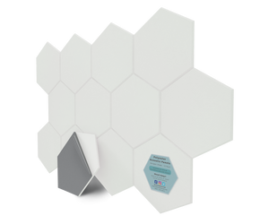 Hexagon Polyester Acoustic Panels - 12 Pack | Eco-Friendly Sound Absorption | Easy Peel & Stick Installation