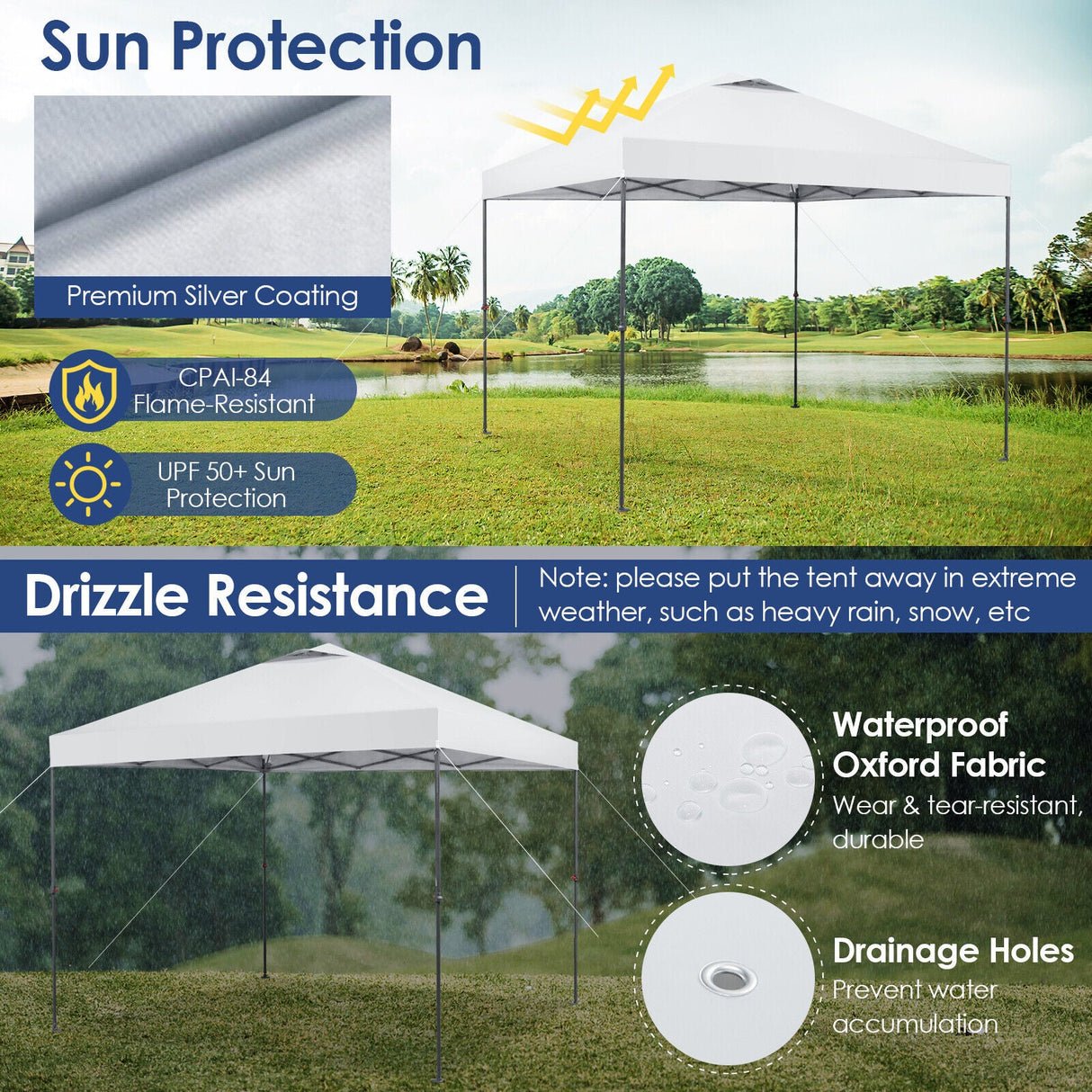 10 x 10 Feet Foldable Outdoor Instant Pop-up Canopy with Carry Bag-White by DirectDeals