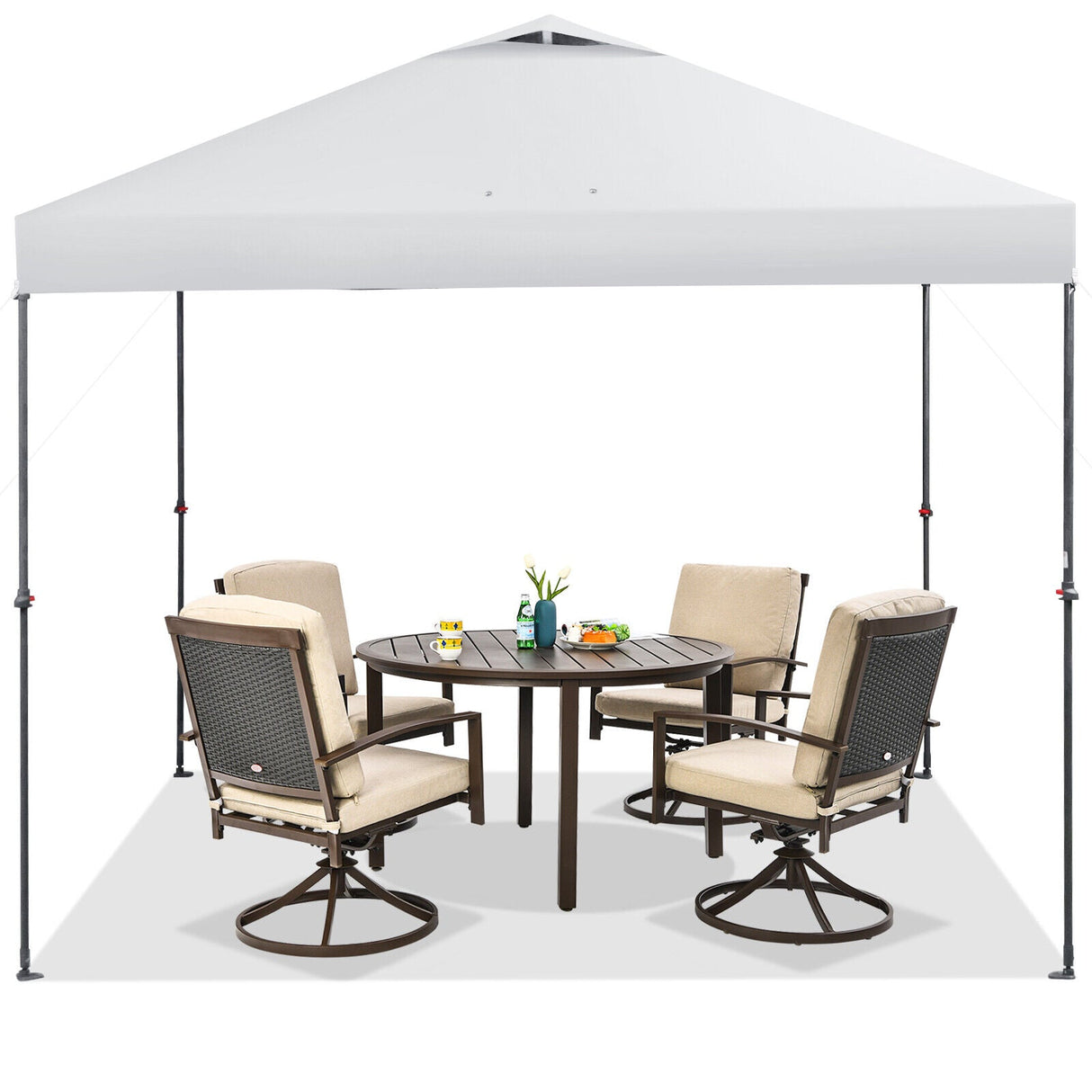 10 x 10 Feet Foldable Outdoor Instant Pop-up Canopy with Carry Bag-White by DirectDeals