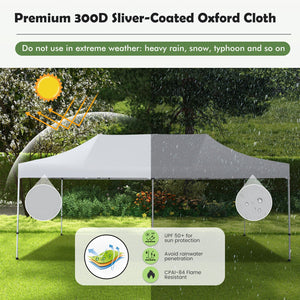 10 x 20 Feet Outdoor Pop-Up Patio Folding Canopy Tent-White by DirectDeals