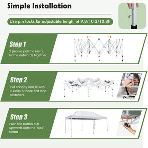 10 x 20 Feet Outdoor Pop-Up Patio Folding Canopy Tent-White by DirectDeals