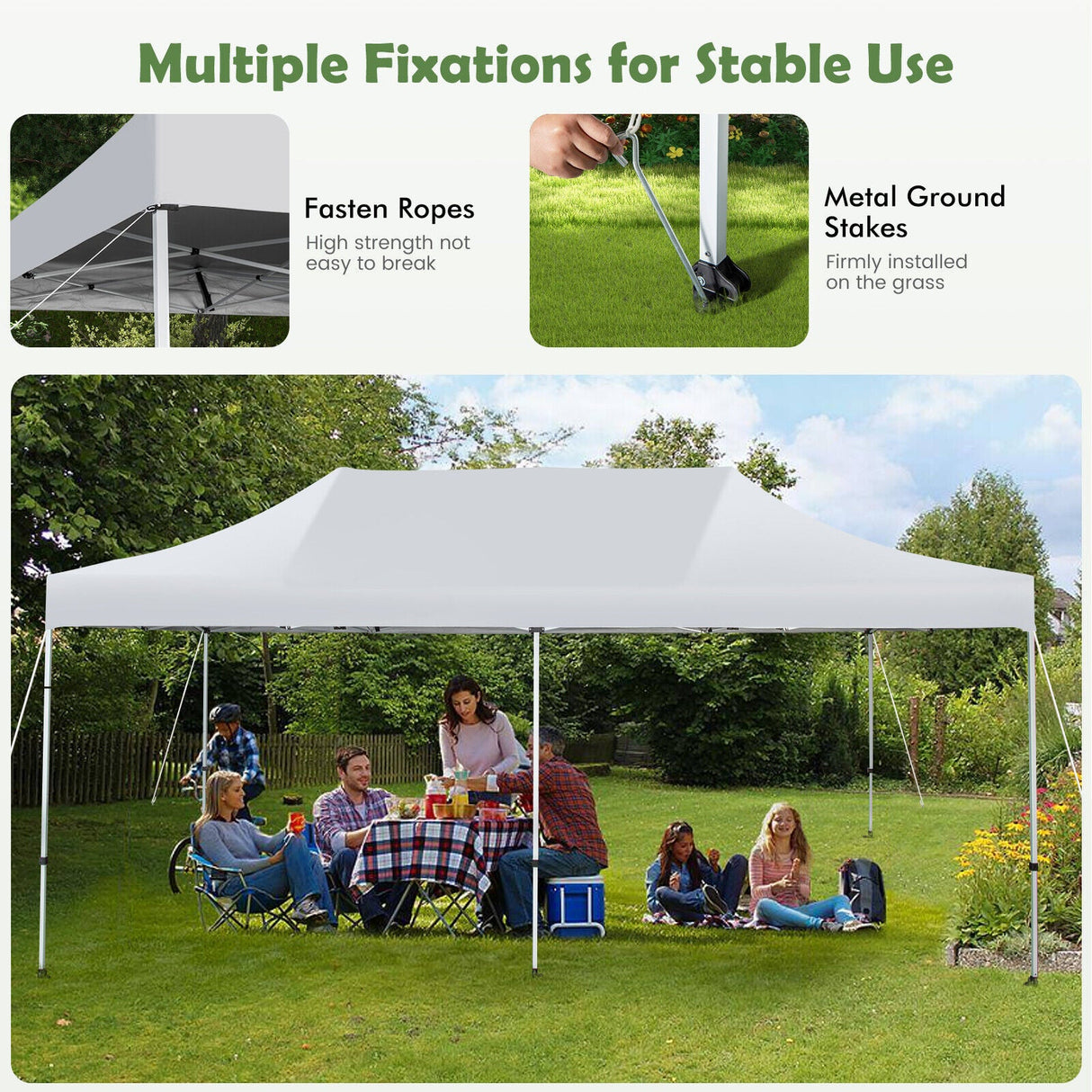 10 x 20 Feet Outdoor Pop-Up Patio Folding Canopy Tent-White by DirectDeals