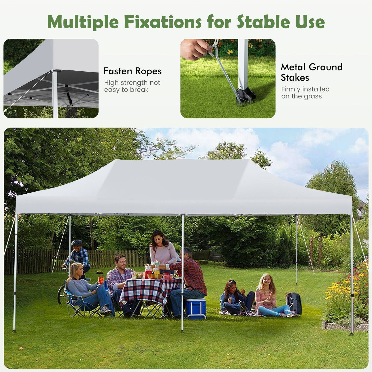 10 x 20 Feet Outdoor Pop-Up Patio Folding Canopy Tent-White by DirectDeals