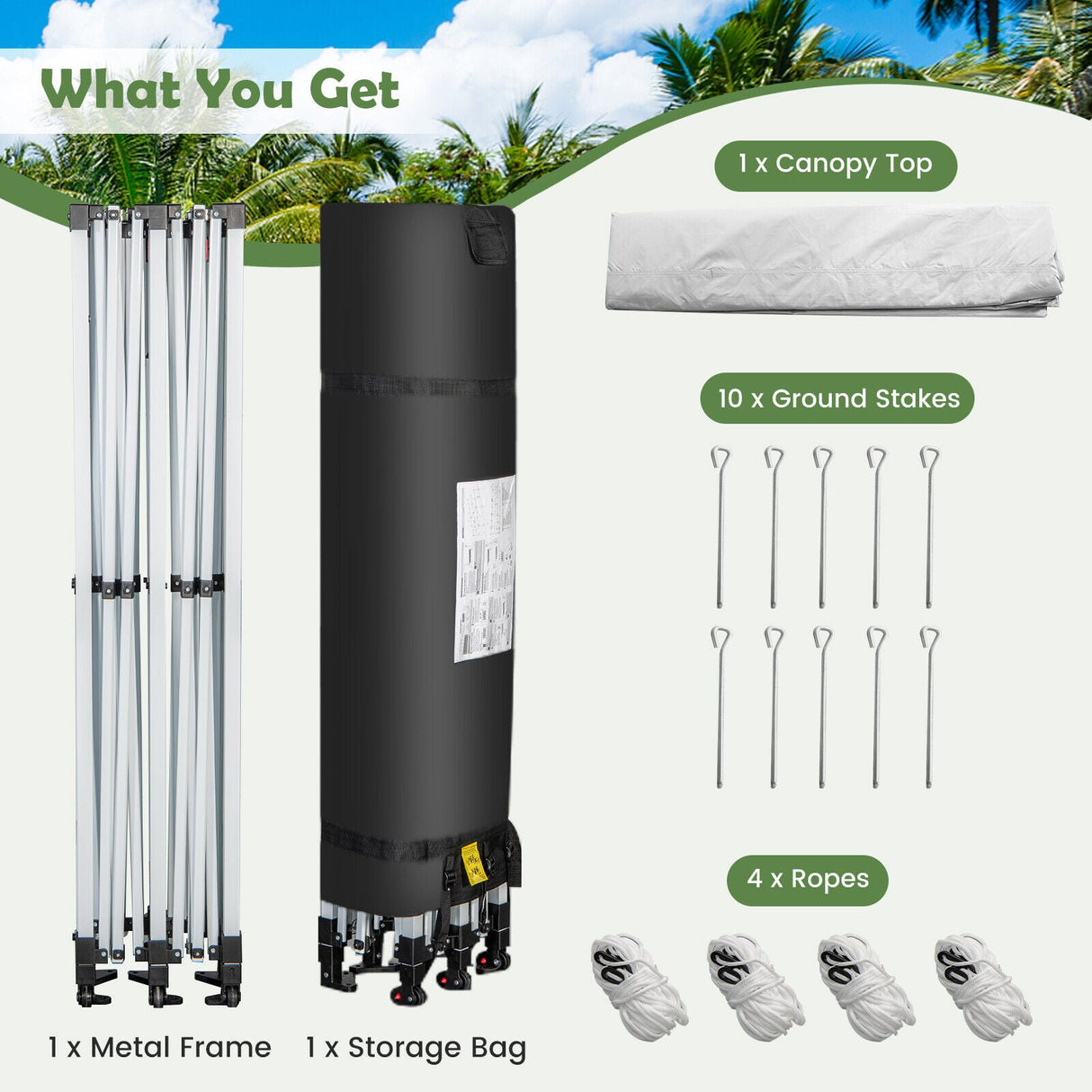 10 x 20 Feet Outdoor Pop-Up Patio Folding Canopy Tent-White by DirectDeals