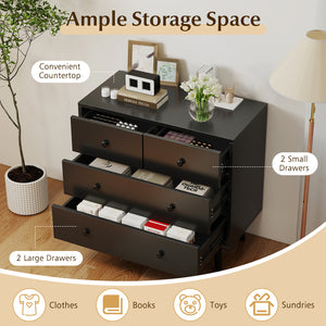 Wide Wooden Dresser with 4 Drawers for Bedroom Living Room-Black