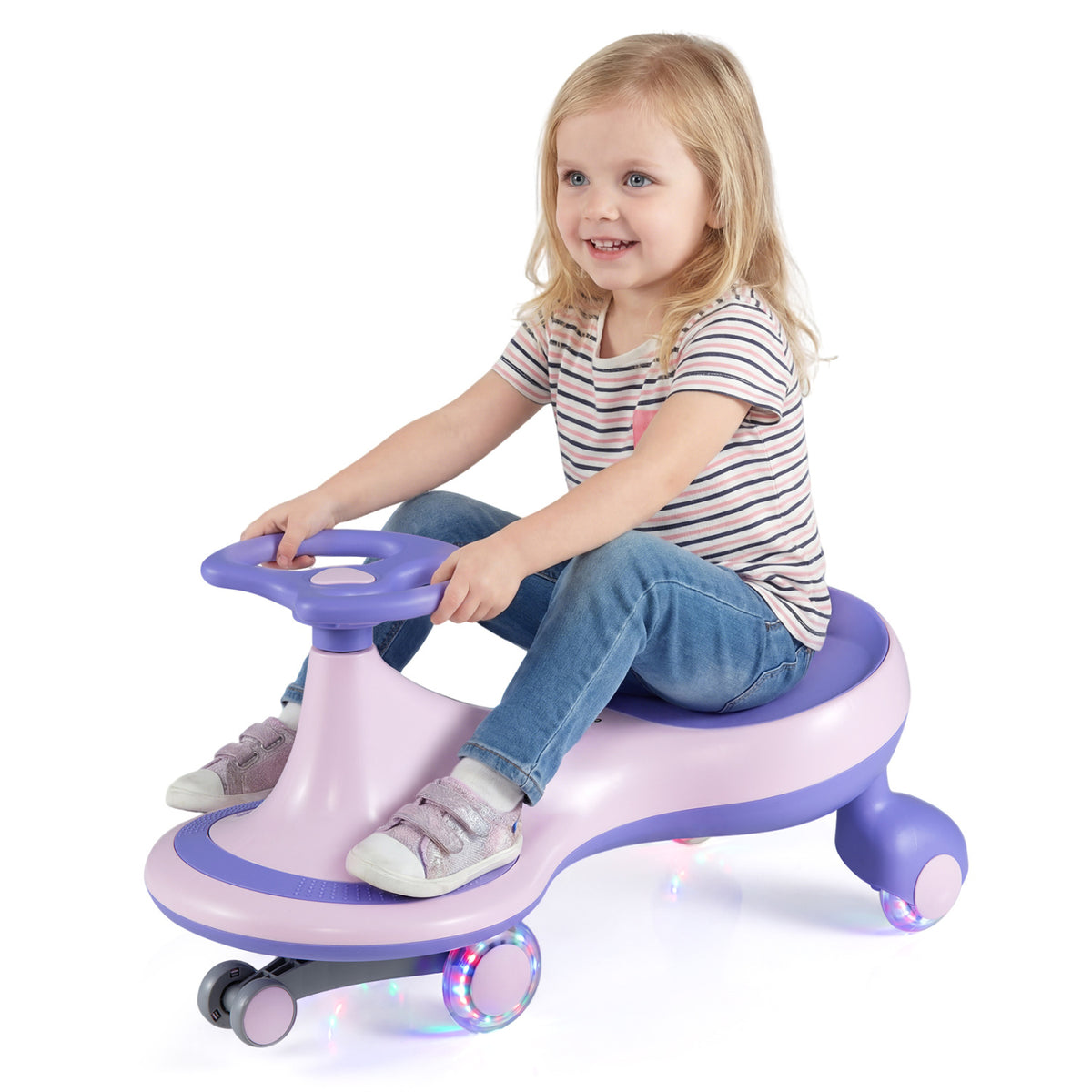 Wiggle Car Ride-on Toy with Flashing Wheels-Purple