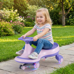 Wiggle Car Ride-on Toy with Flashing Wheels-Purple