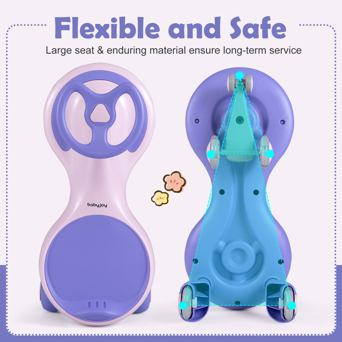 Wiggle Car Ride-on Toy with Flashing Wheels-Purple