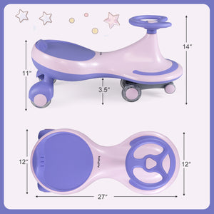 Wiggle Car Ride-on Toy with Flashing Wheels-Purple