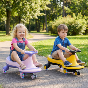 Wiggle Car Ride-on Toy with Flashing Wheels-Yellow