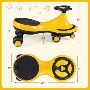 Wiggle Car Ride-on Toy with Flashing Wheels-Yellow